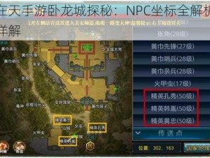 御龙在天手游卧龙城探秘：NPC坐标全解析及其功能详解