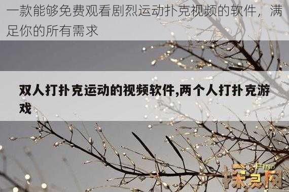 一款能够免费观看剧烈运动扑克视频的软件，满足你的所有需求