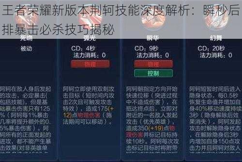 王者荣耀新版本荆轲技能深度解析：瞬秒后排暴击必杀技巧揭秘