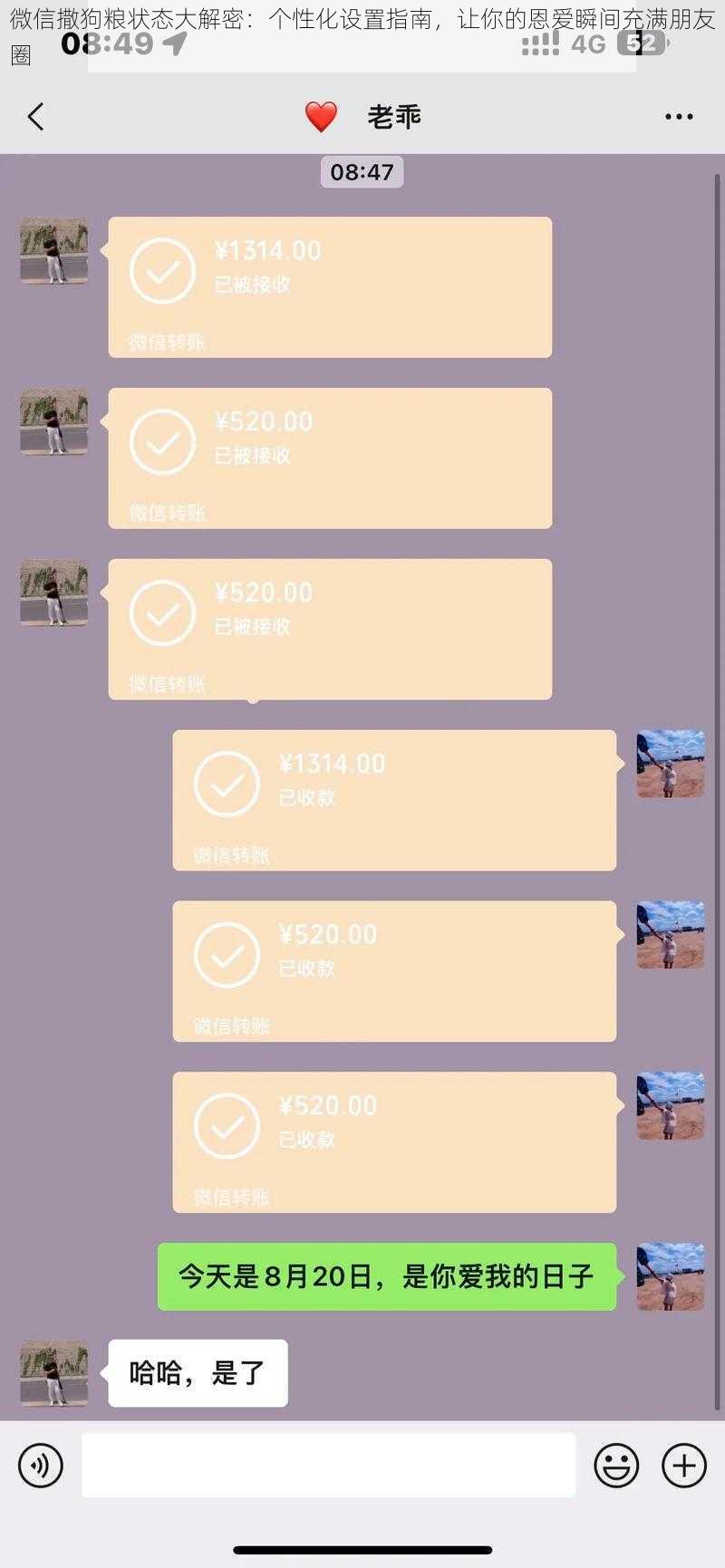微信撒狗粮状态大解密：个性化设置指南，让你的恩爱瞬间充满朋友圈
