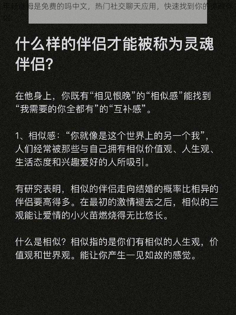 年轻继拇是免费的吗中文，热门社交聊天应用，快速找到你的灵魂伴侣